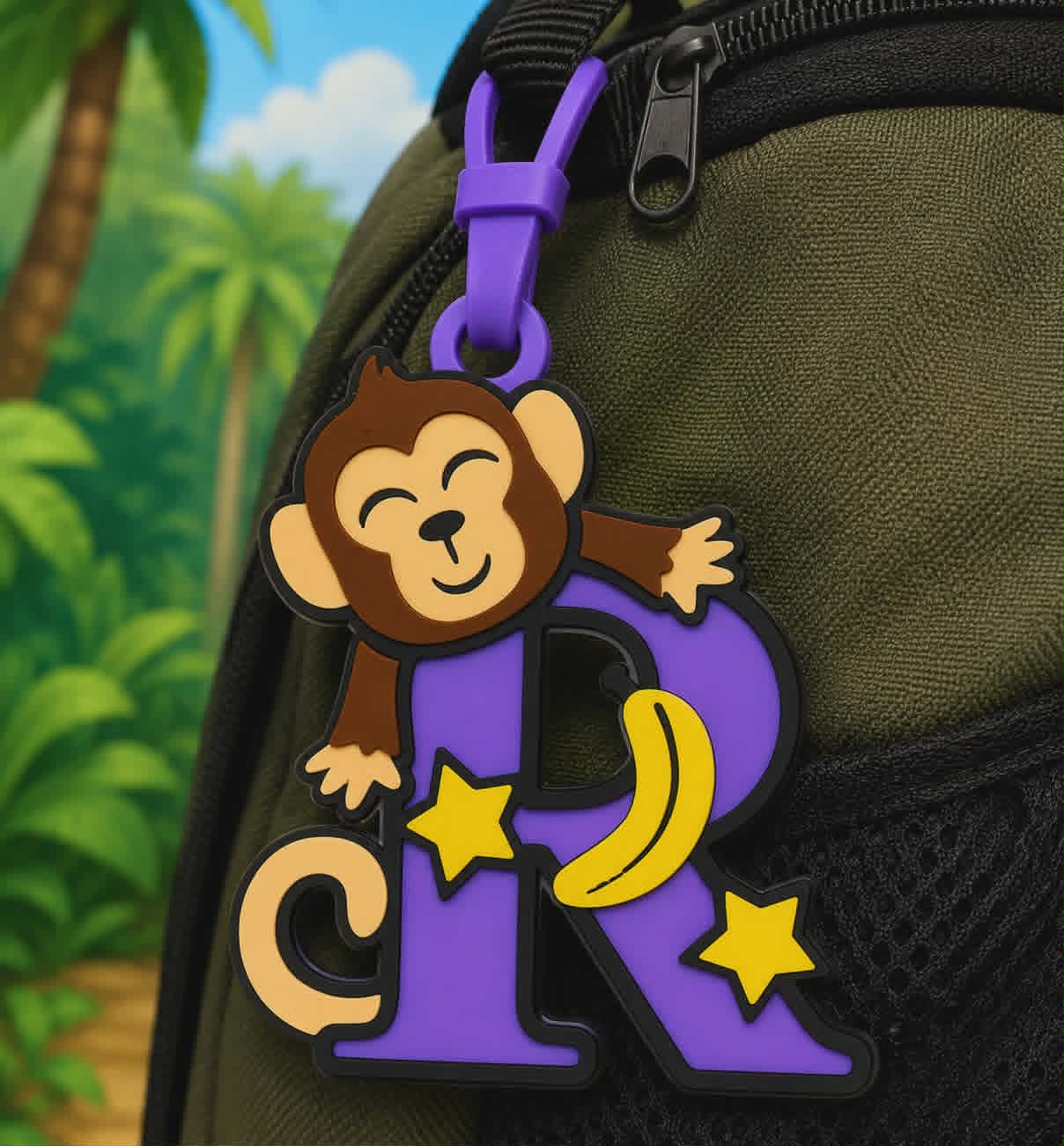 Cheeky Monkey Alphabet Letters Bag Tags A-Z