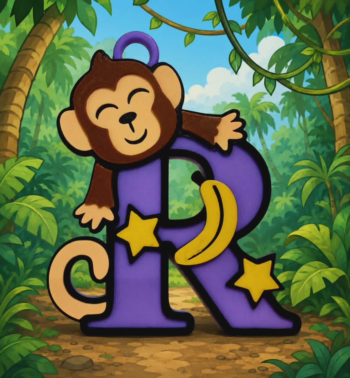 Cheeky Monkey Alphabet Letters Bag Tags A-Z