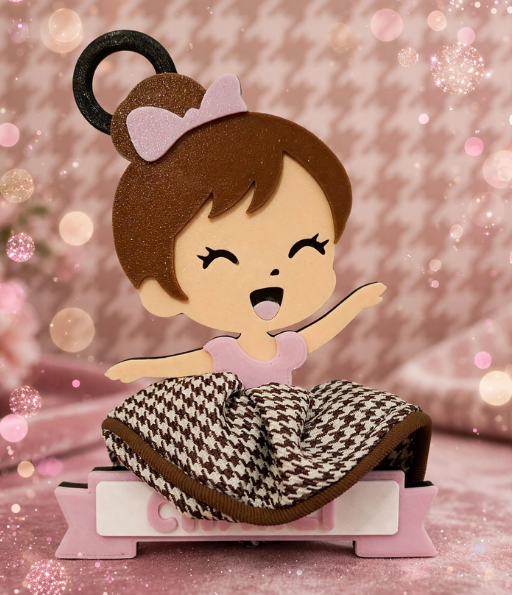 Scrunchie Ballerina Keeper — Bag Tag & Cake Topper