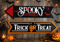 Halloween Directional Sign. Trick or Treat!