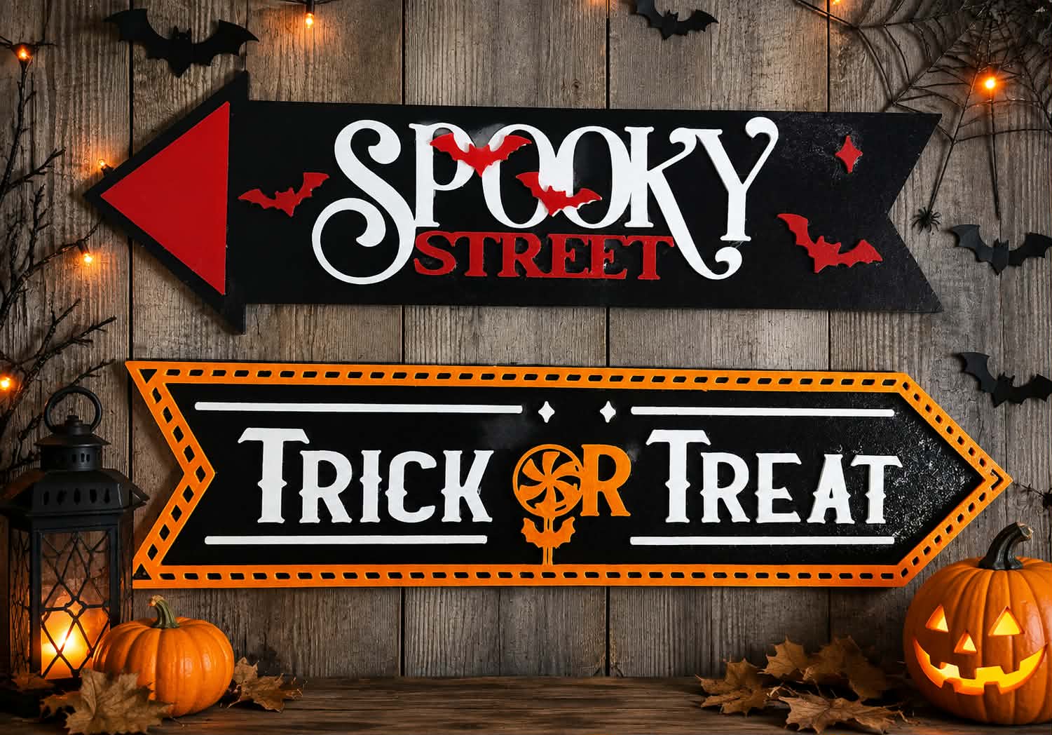 Halloween Directional Sign. Trick or Treat!